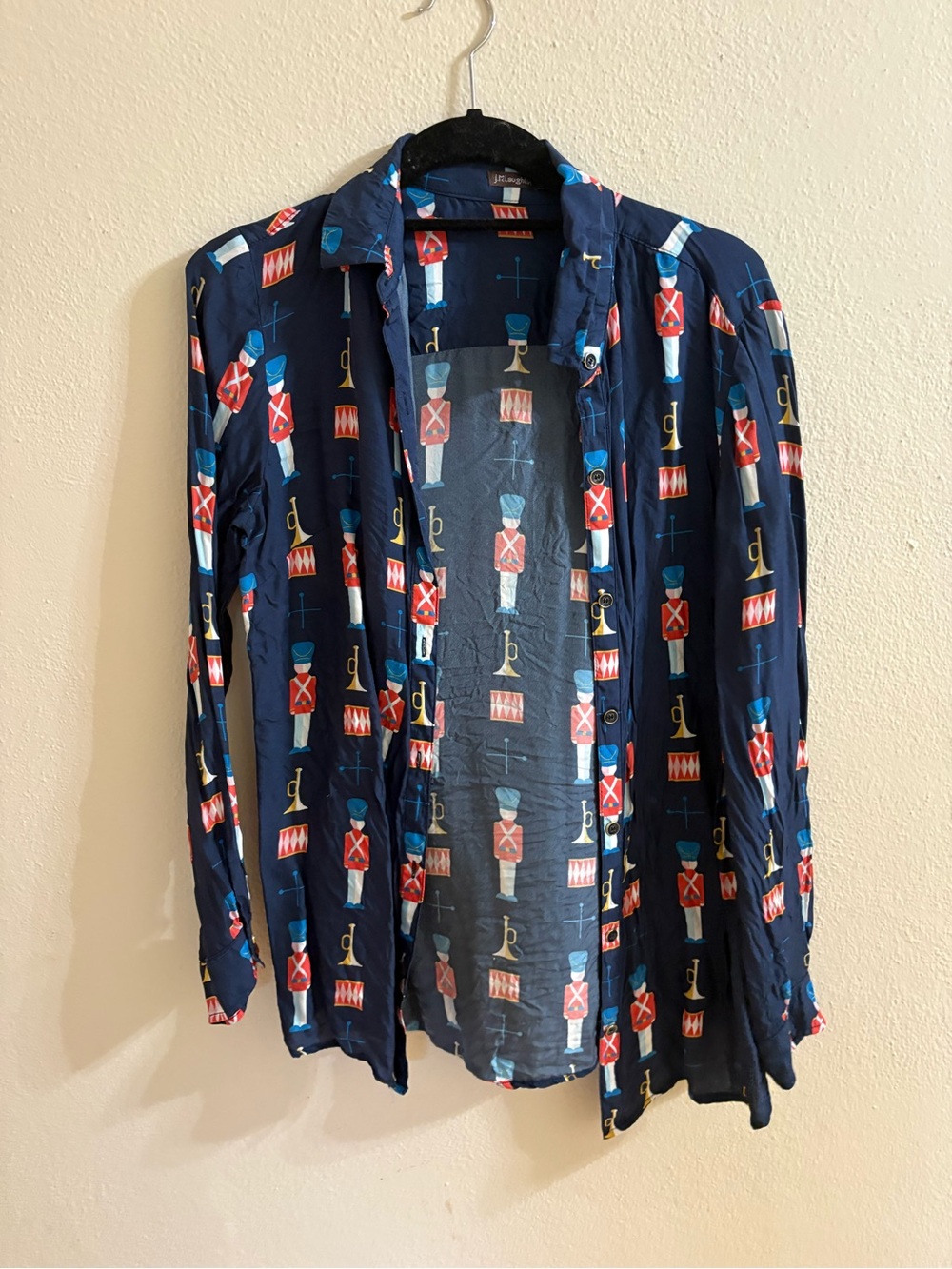J McLaughlin Medium Silk Viscose Nutcracker Christmas Button Down Womens Medium